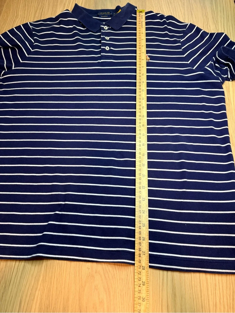 POLO RALPH LAUREN Men’s Short Sleeve Blue White Striped Classic Fit Polo Size XL